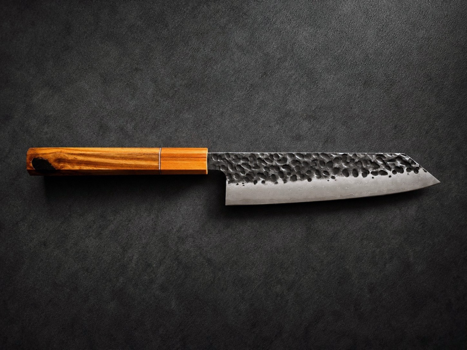 Argentine Lignum Vitae & Plum Kiritsuke Bunka 150 mm: blade and composed wooden handle, Mokurei original photograph