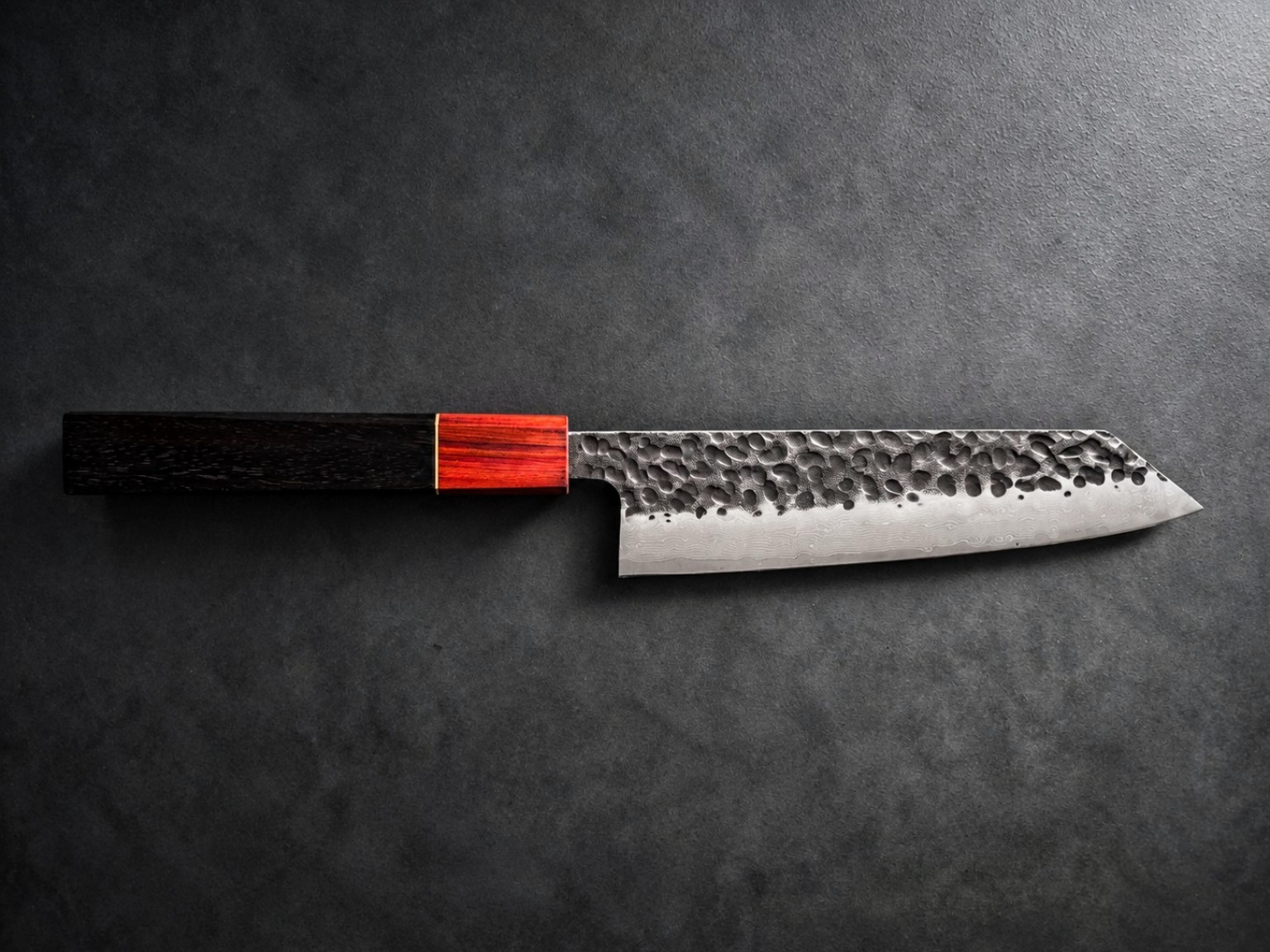 Gabon Ebony & Chakte Kok Kiritsuke Bunka 150 mm: blade and composed wooden handle, Mokurei original photograph